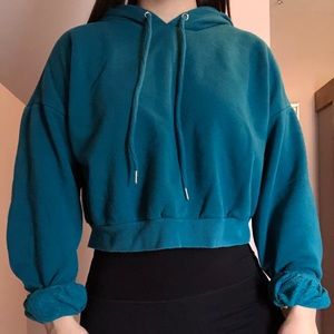 Turquoise crop top sweatshirt